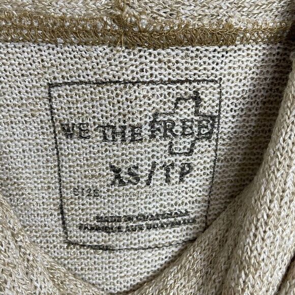 WE THE FREE Women's size XS Tan‎ Thin Knit Cowl Neck Long Sleeve Tunic Sweater - Picture 2 of 5